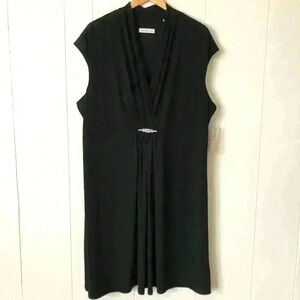 Coldwater Creek Black V Neck Jewel Knit Sleeveless Dress Size 24